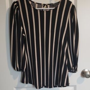 Adrianna Papell Black and Cream Striped Top